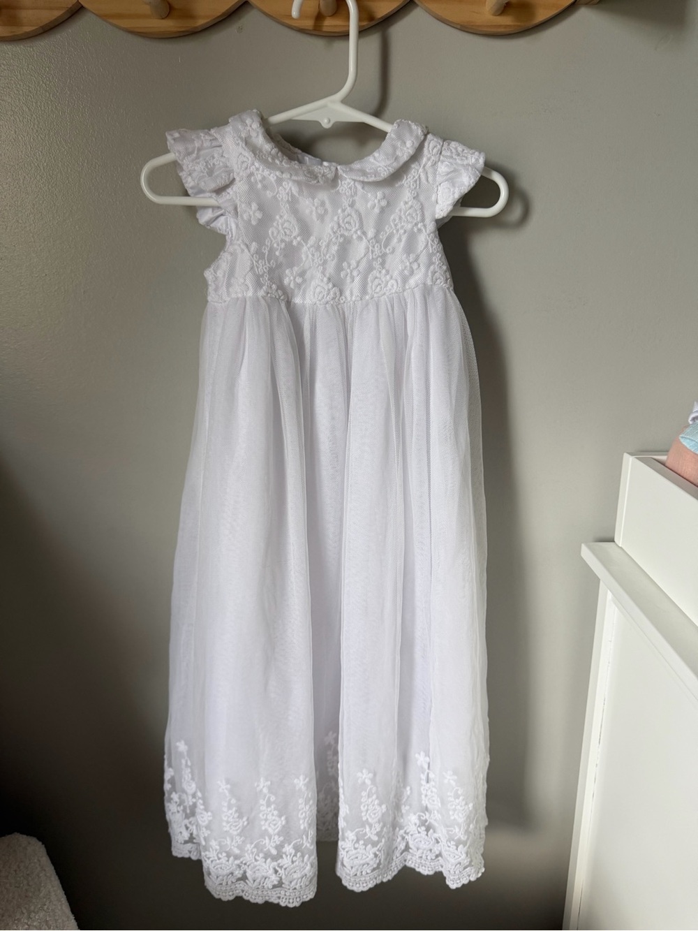 Catherine Malandrino Girls 3-6M White Floral Lace Baptism Christening Dress